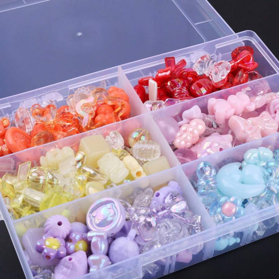 360g/12,7oz/Caixa Mistura de Estilo Contas Soltas Acrílicas de Borboleta, Flor, Estrela para Fazer Joias DIY, Colar, Pulseira, Acessórios de Artefatos de Contas de Corrente de Telefone