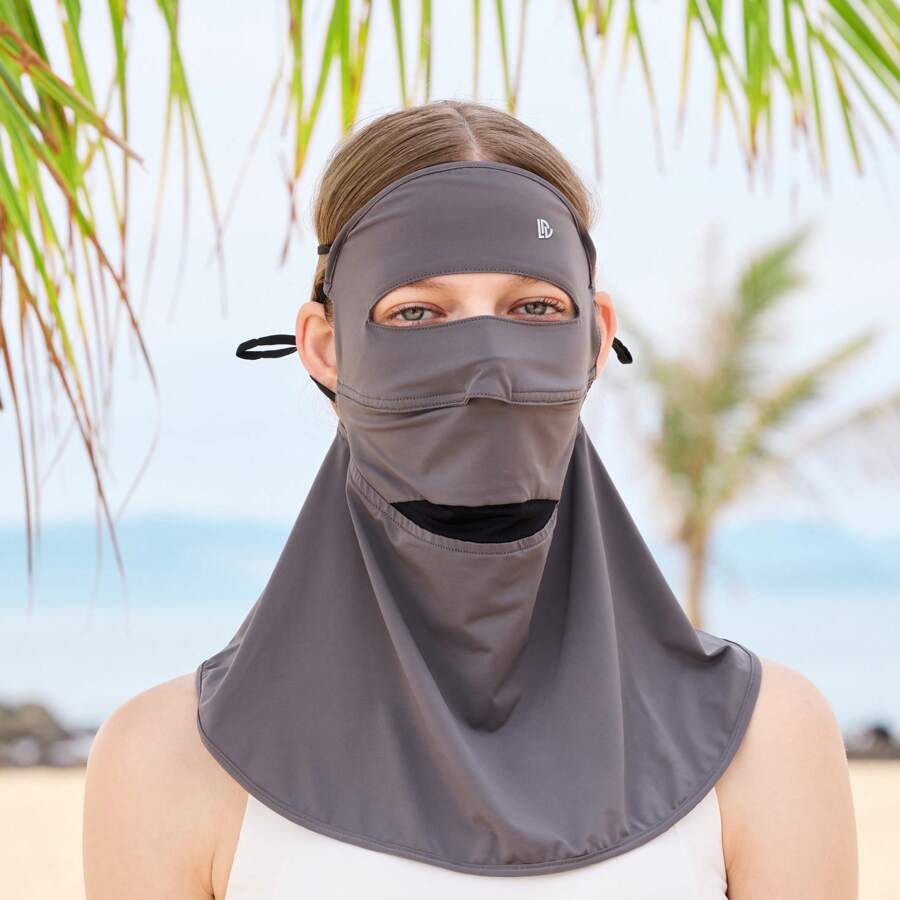 Máscara facial de estilo bohemio de unicolor, protege con precisión el rostro y el cuello, material ligero y transpirable que evita la pegajosidad, adecuada para deportes al aire libre, vacaciones en la playa y talla grande escenarios, afronta fácilmente el verano caluroso, ¡salidas despreocupadas y con estilo!