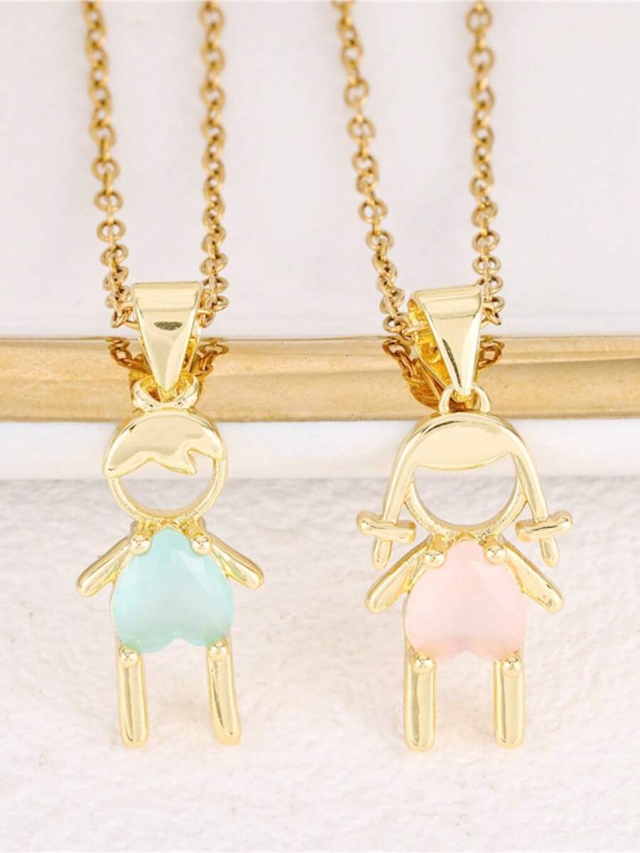 1pc Colorful Zirconia Unisex Pendant Necklace, Unique & Personalized Minimalist Necklace Suitable For Couples, Best Friends