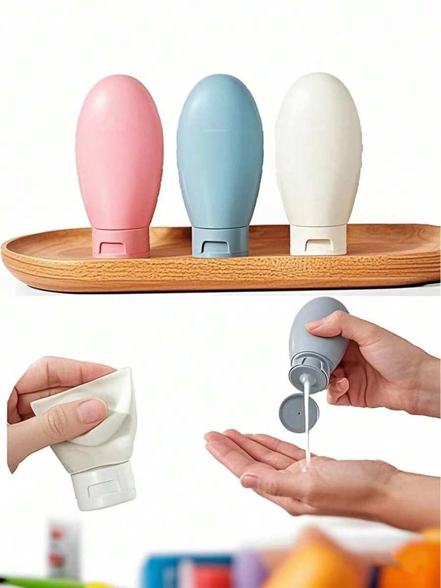 3pcs Travel Bottles Set, Travel Containers For Toiletries, Shampoo And Conditioner, Small Miniature Empty Plastic Squeeze Bottles
