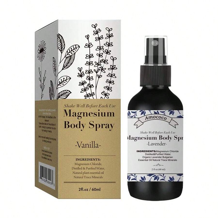 2pcs Magnesium Oil Spray- Vanilla& Lavender Scent, Relaxing & StressRelief