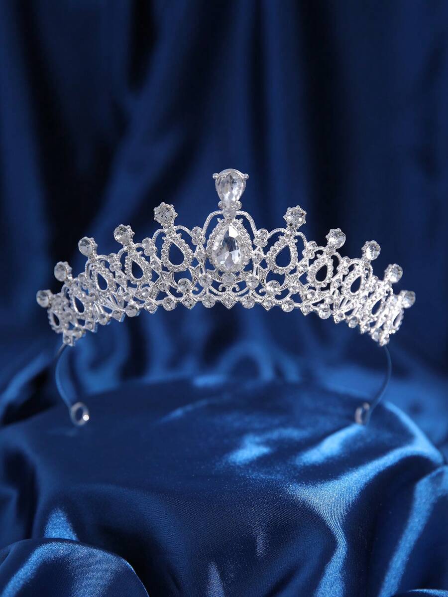 1pc Rhinestone Decor Tiara Crown, Suitable For Wedding, Birthday Party, Banquet And Other Occasions