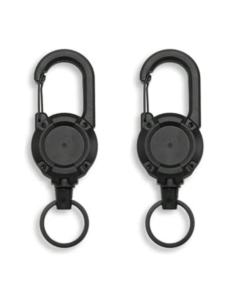 Siliget Heavy Duty Lanyard Badge Reel With 23.6'' Steel Cord, Retractable Keyring For Outdoor Black,School Supplies,Back To School