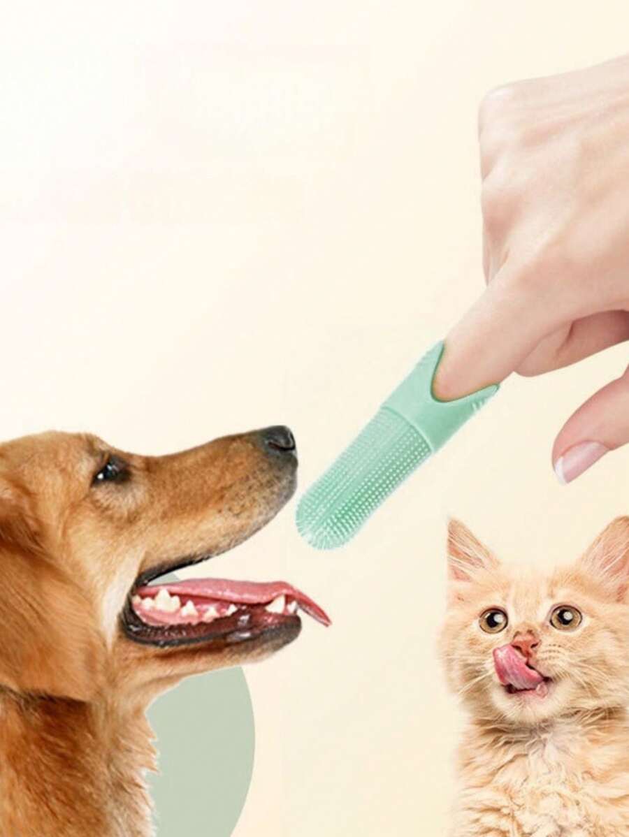 5pcs Pet Silicone Finger Toothbrushes, Effective Teeth Cleaning - Suitable For Dogs And Cats