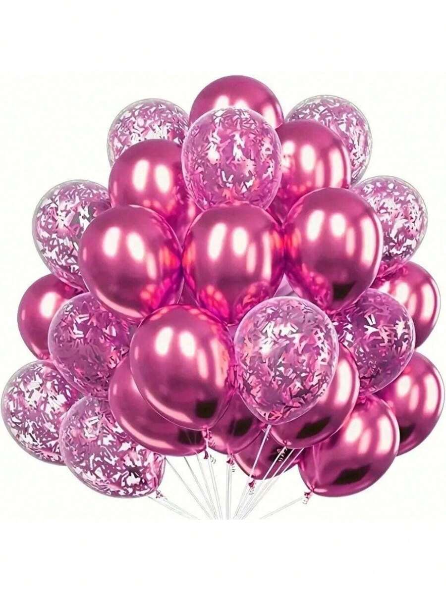 30pcs Metal Colored Latex Balloons For Wedding, Birthday, And Valentine's Day Decor