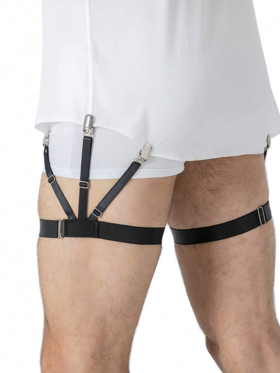2 pezzi di ferma-camicia formali da uomo, reggicalze elastici e regolabili, ferma-camicia con clip antiscivolo che non lasciano pieghe, nero, mantiene la camicia ordinata e in posizione