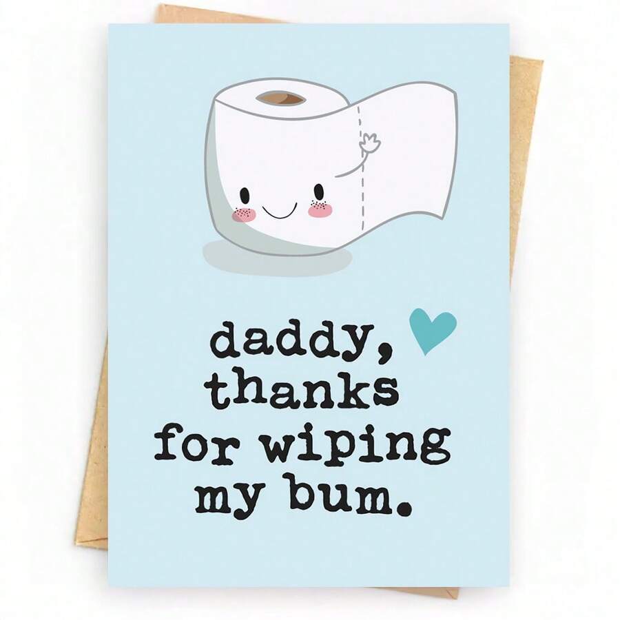 Funny First Fathers Day Cards Gifts For New Dad, Cute 1st Father's Day Card Gift From Baby Son Daughter, Baby Daddy Fathers Day Card, Thanks For Wiping My Bum Envelope + Greeting Card + One Golden Sealing Stickerschool Supplies,Back To School
