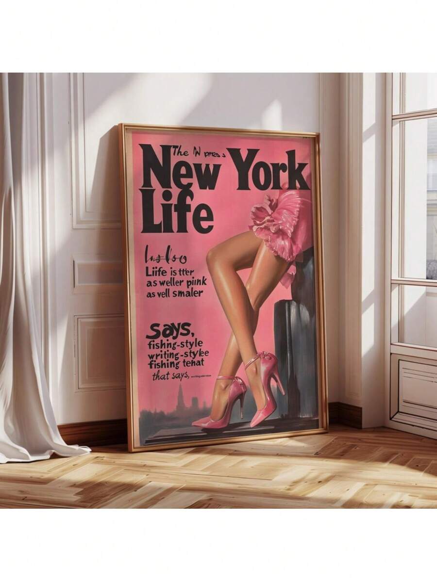 Affiche art mural d'imprimé de titres d'actualités vintage rose pastel, décoration esthétique pour chambre, appartement. Impressions uniques sur canevas, peintures, affiches et photos murales pour décoration de salon. Cadre en option