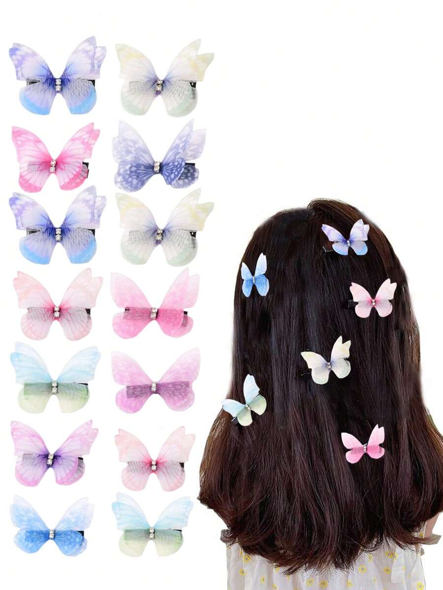 10 pièces - épingle à cheveux papillon, décorations de papillon pastel doux et assortis, épingle à cheveux élégante pour franges, ornement de cheveux pour dames, pince à cheveux unique, papillons en tissu 3D de simulation pour projets DIY, décoration d'art et accessoires photo, décorations de fête, décorations d'anniversaire, décorations d'été