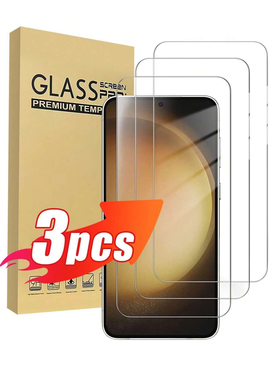 3 piezas de Protector de pantalla de vidrio templado ultra resistente compatible con Samsung, antichoque, adhesión fuerte, cobertura total, vidrio reforzado ultra delgado, alta sensibilidad suave sin retraso, portátil, recubrimiento hidrófobo y oleofóbico, se adapta a Samsung Galaxy S21FE/S23FE/A54/A15/A31/A34/A35/A55/M53/M54/M55. Regalo para cumpleaños, familia y amigos, accesorios de teléfono