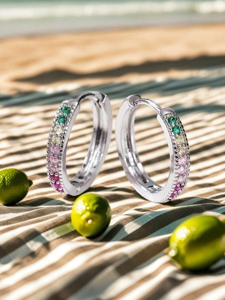 Brincos de argola coloridos e personalizados, adequados para uso diário e festas, brincos de praia (sem caixa)