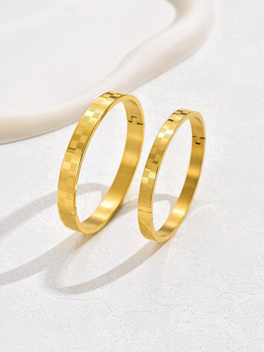 2 peças/conjunto de pulseiras metálicas da moda para casais
