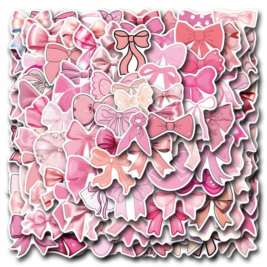 110 PIEZAS de calcomanías de lazos Coquette, calcomanías estéticas motivacionales para scrapbooking, diarios, laptops, paragolpes, skateboards, botellas de agua, computadoras, teléfonos, dibujos animados, cascos de seguridad, automóviles