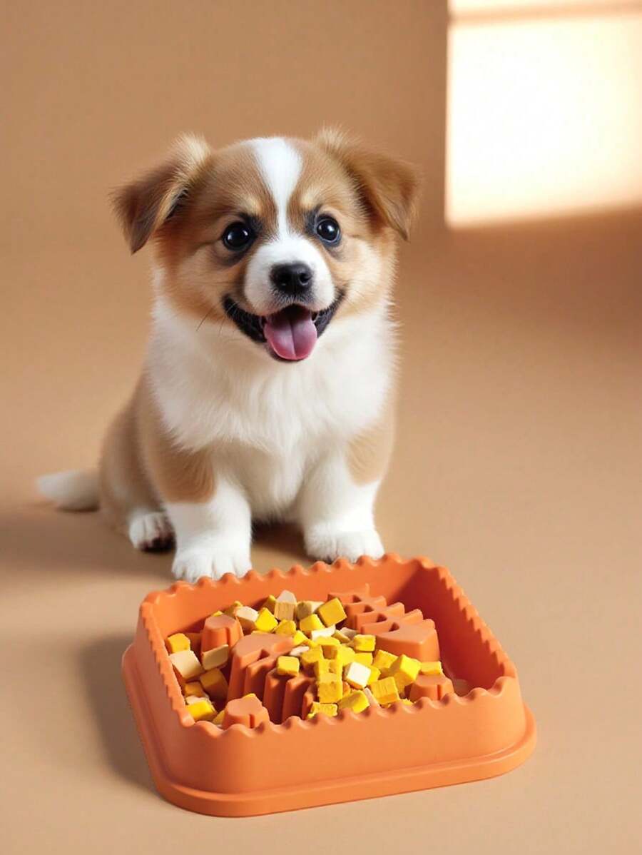 1 pezzo Ciotola quadrata anti-ingordigia a lento sfogo per Teddy, gatti, golden retriever e altri animali domestici di piccola/media/grande taglia