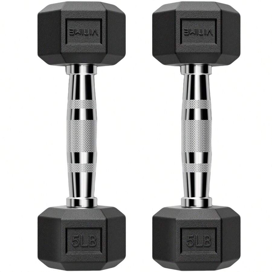 2 Mancuernas Hexagonales De Caucho 5LB 10LB 15LB 20LB 25LB 30LB Gimnasio