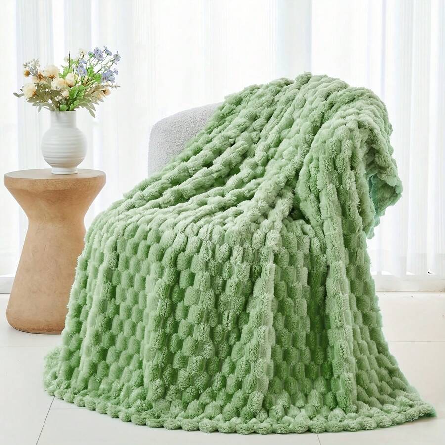 Sofa Wool Blanket - 3D Jacquard Decorative Throw Blanket, Soft & Cozy Fluffy Plush Blanket For Sofa And Bed, Perfect Gift For Valentine's Day, Suitable For All Season