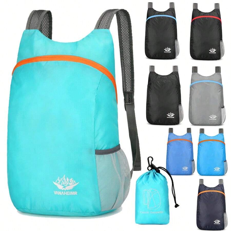 Vanaheimr Bolsa dobrável para acampamento ao ar livre, bolsa de transporte e armazenamento ultraleve, bolsa de viagem, mochila à prova d'água, mochila para esportes ao ar livre