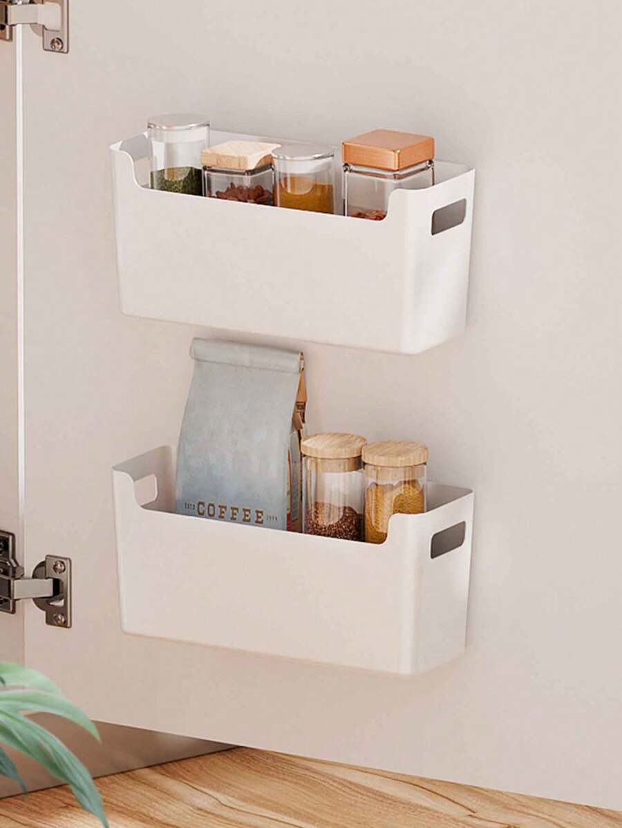1 Stück minimalistischer wandmontierter einfarbiger Aufbewahrungskasten, multifunktionaler Organizer für Schranktüren/Kleiderschrank-Innenseiten, Bad/Toilette Kleinteile Halter