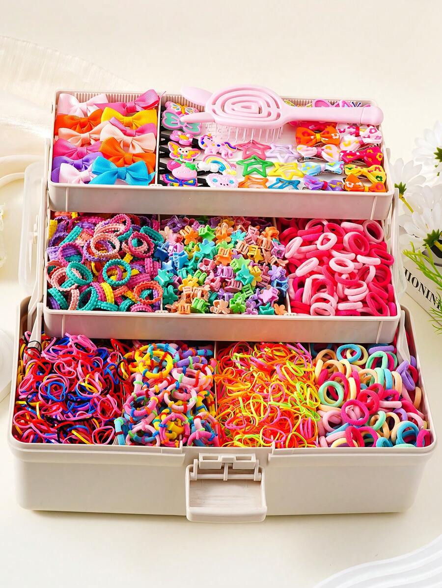 712pcs/Set Colorful Butterfly Hair Clips, Hair Ties & Accessories Set - Simple Princess Hairstyle Headbands, Hair Scrunchies, Combs, Massage Brushes, Suitable For Teenage Girls Daily Use And Gift