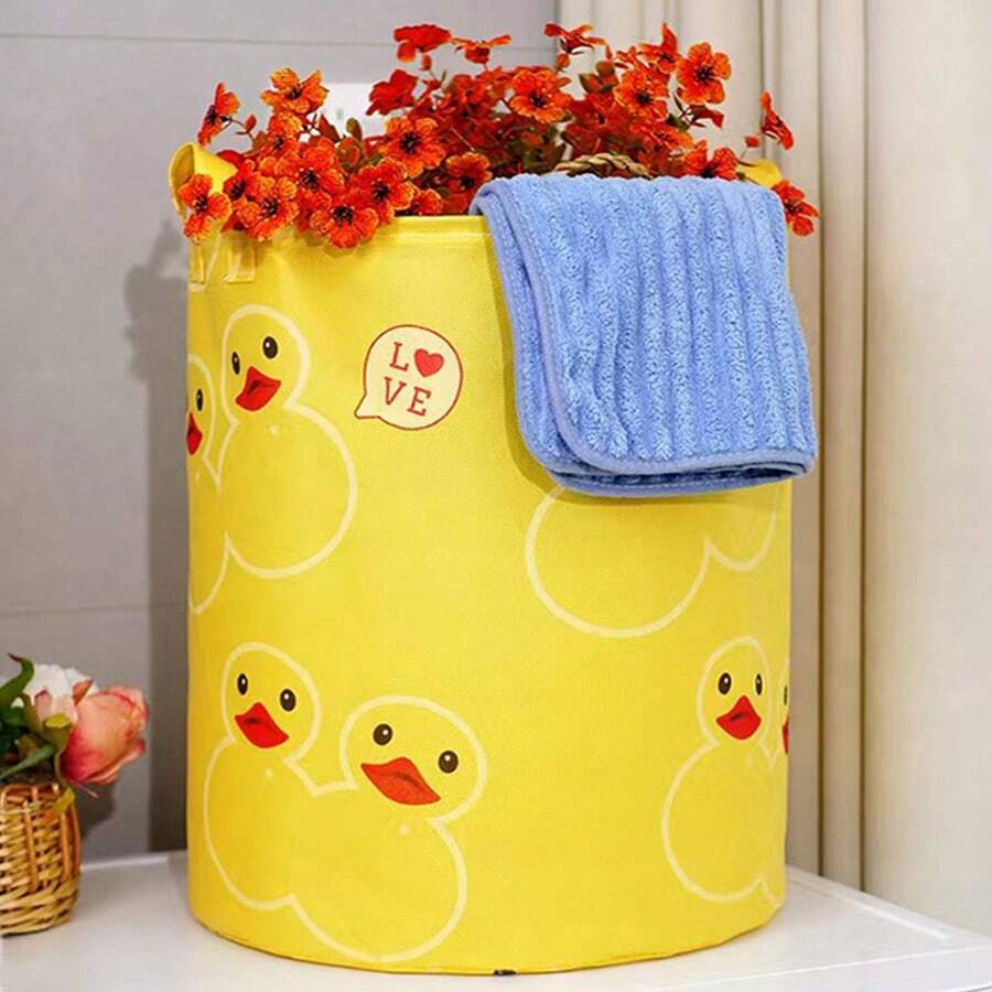 1pc Thickened Waterproof Folding Dirty Clothes Basket Storage Bucket, Bedroom And Bathroom Organizer Clothes, Toys, Snacks, Sundries Storage Box, Laundry Basket Storage Basket.