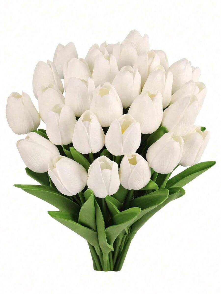 1pc/5/10/15/20/25/30 Pcs Artificial Pink Tulip Flowers, Soft Touch Spring Flowers For Valentine's Day Vase Table Centerpiece Kitchen Wedding And Home Decoration