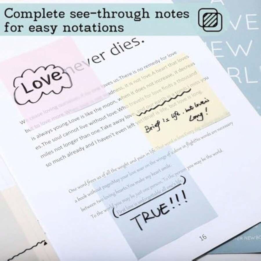Transparent Memo Pad Sticky Notes Removable Minimalist Sticky Notes, Muted Tone, N-Times Reusable