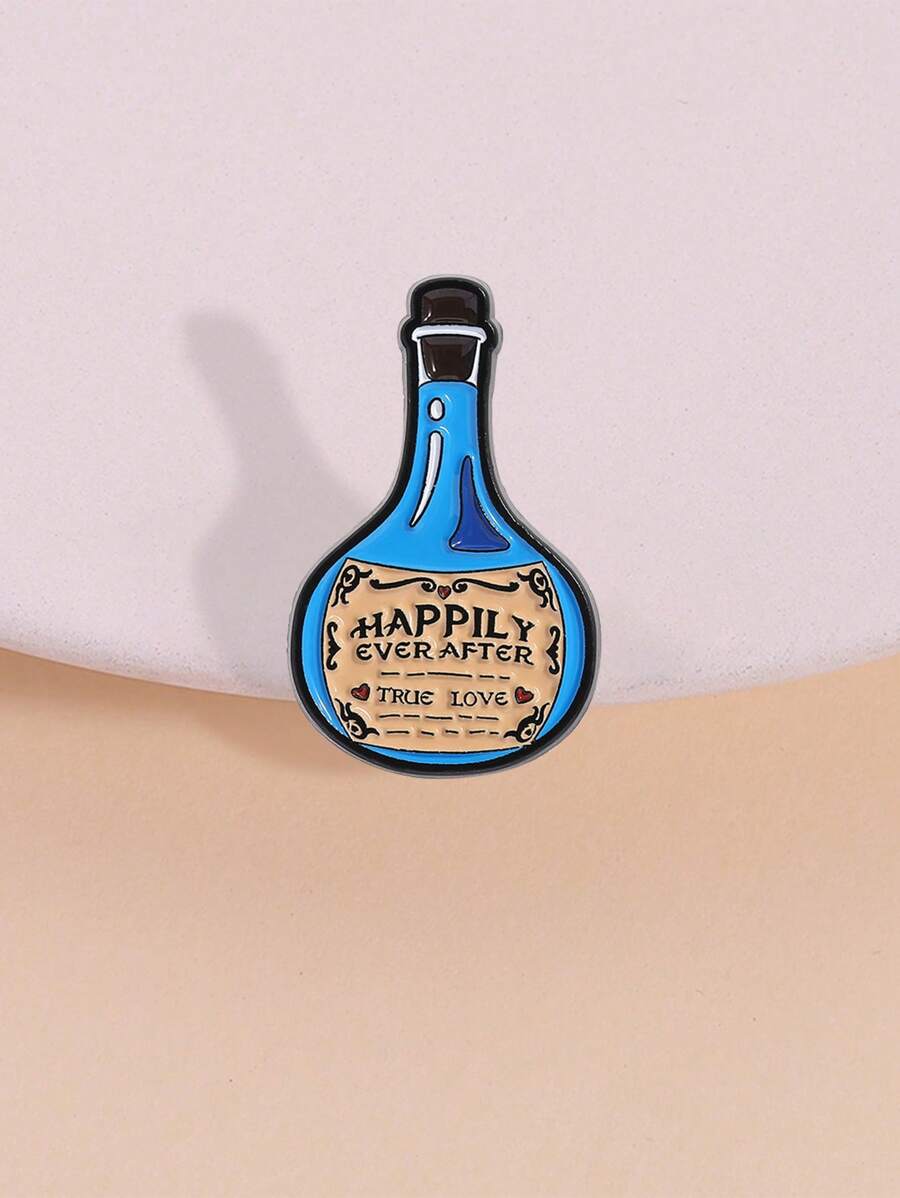 1 Stück blauer Potion Anstecker - "GLÜCKLICH BIS ANS ENDE WAHRE LIEBE" - verspieltes Accessoire für Cosplayer & Renaissance Fairs