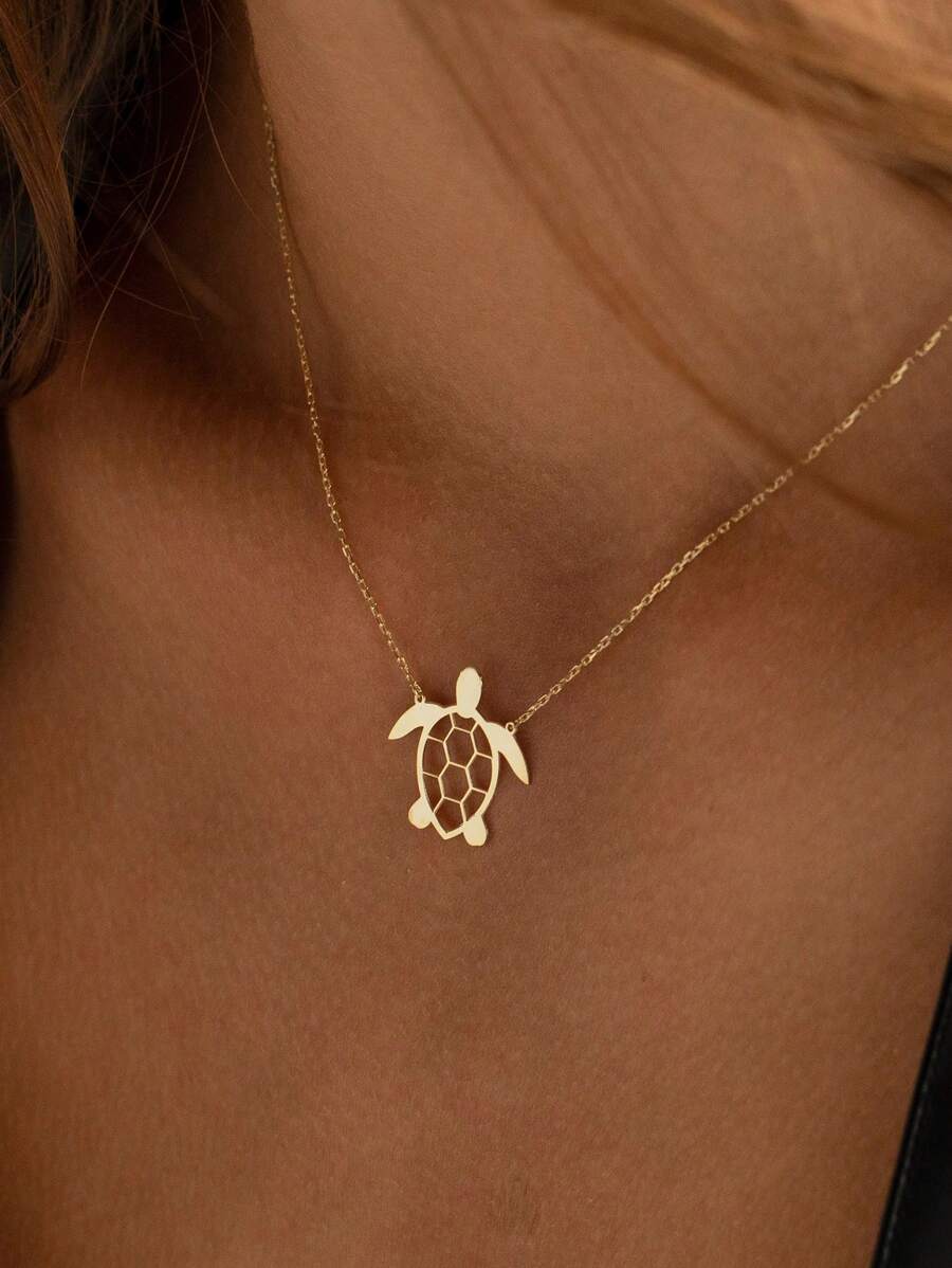 1 pezzo Collana con ciondolo tartaruga delicata in acciaio inossidabile, ciondolo tartaruga dorato, collana con tartaruga marina, regalo di tartaruga per donna, collana di ispirazione naturale