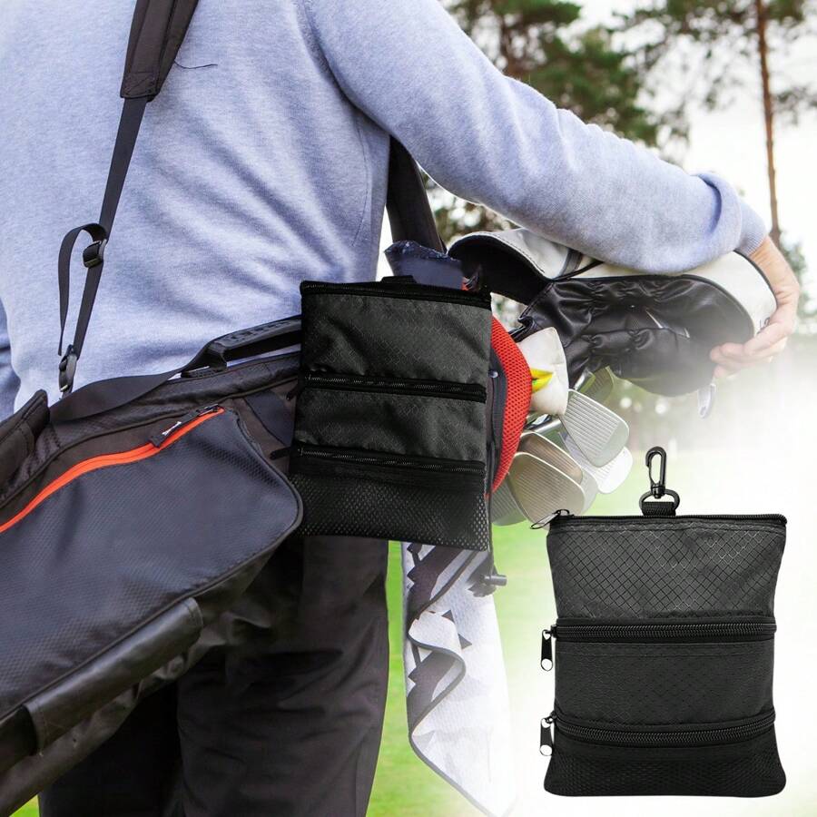 FINGER TEN Golf Tasche mit Reißverschlusstaschen, Ausrüstungsclip zum Befestigen an der Tasche für Wertsachen und Tees