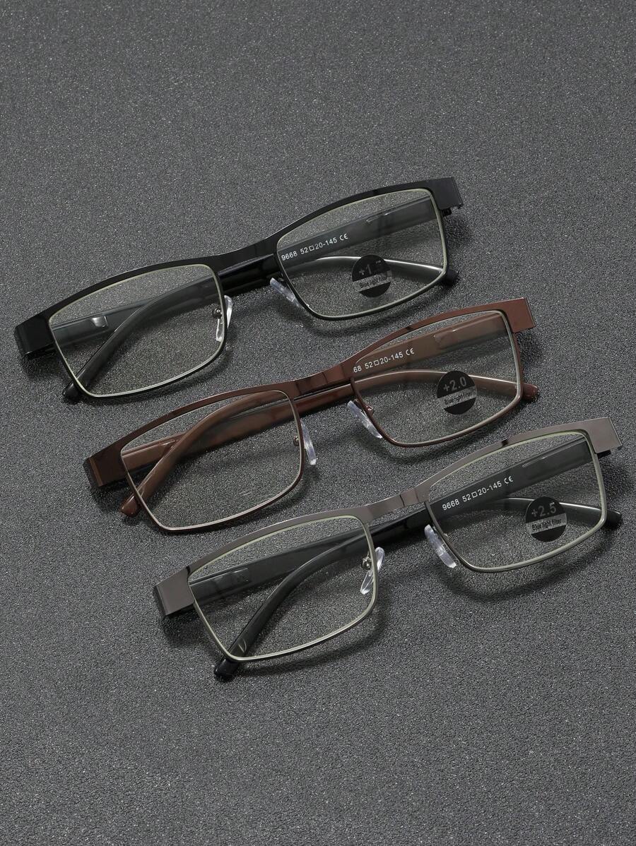 Gafas de lectura diarias de 3 piezas con múltiples colores para hombres y mujeres de mediana edad y ancianos con aumento de +1.0x a +4.0x, bisagras de resorte de metal y enfoque automático contra la luz azul