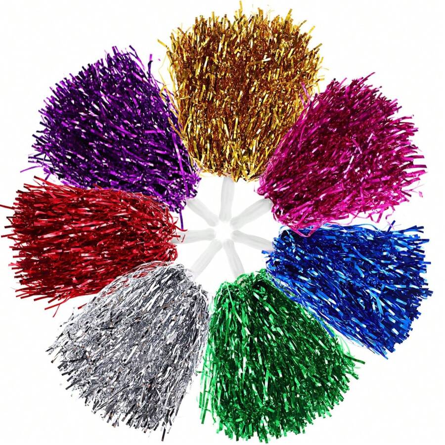 15pcs Glitter Cheerleader Pom Poms - Lightweight , Perfect For Dances, Celebrations And Sports Events Decoration House Storage Home Garden Decoration Holiday Celebrations Birthday Parties Banquets Tea Parties Exquisite Crafts Fashion Match Wedding Summer Gifts Beach Back To School School Supplies Room Decor