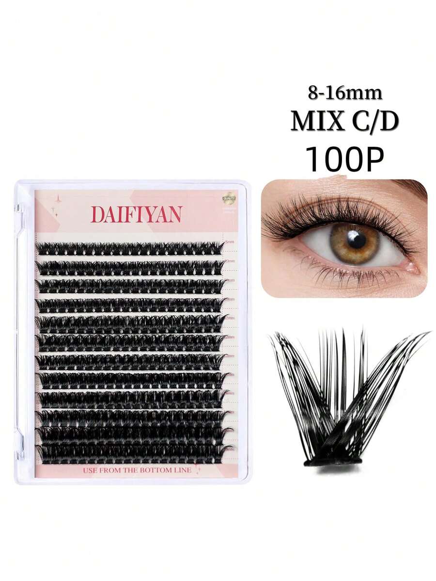 Extensiones de pestañas naturales clásicas con bandas suaves en estilo ruso, 100 piezas, longitud de 8-18 mm, herramienta de belleza fácil de colocar, apariencia esponjosa