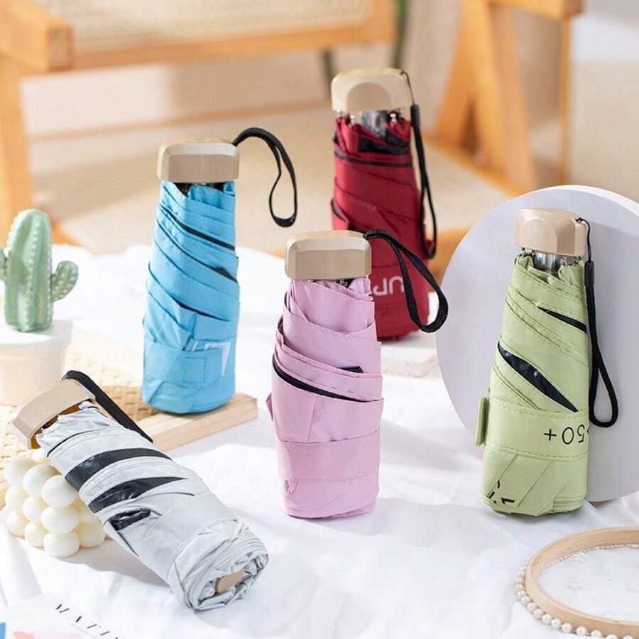 Parapluie de voyage portable de haute qualité, UPF 50+ - 6 baleines, léger, ouverture et fermeture manuelle, résistant aux vents, design toit plat, noir (plusieurs couleurs disponibles), convient pour les déplacements, les activités en extérieur et les jours de pluie, pliable | refroidissement d'été robuste, plage, voyage