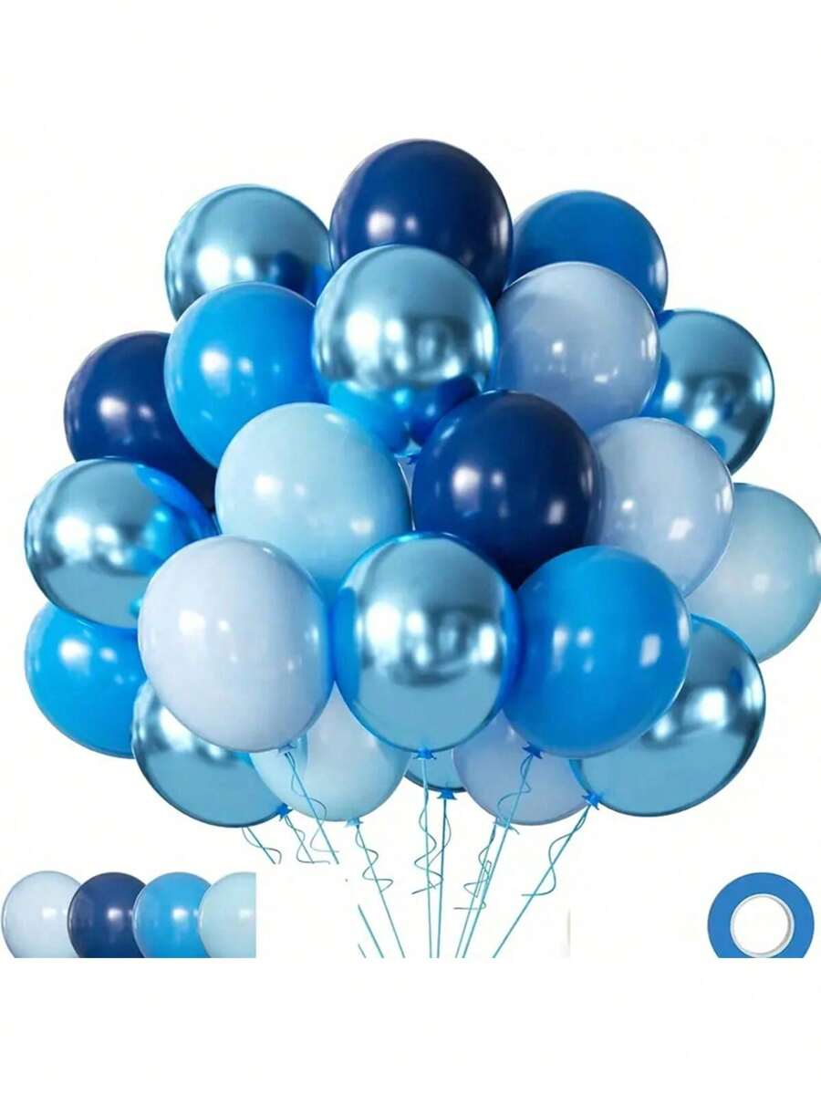 45pcs 10-Inch Blue Round Latex Balloons, Suitable For Birthday, Graduation, Bridal Wedding, Party Decoration - Seasonal Party Decoration Balloons