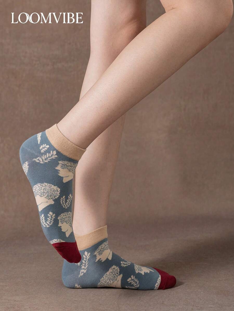 1 Paar Damen Ankle Socken mit Blattmuster, elegant, lässig, romantisch, vielseitig modisch