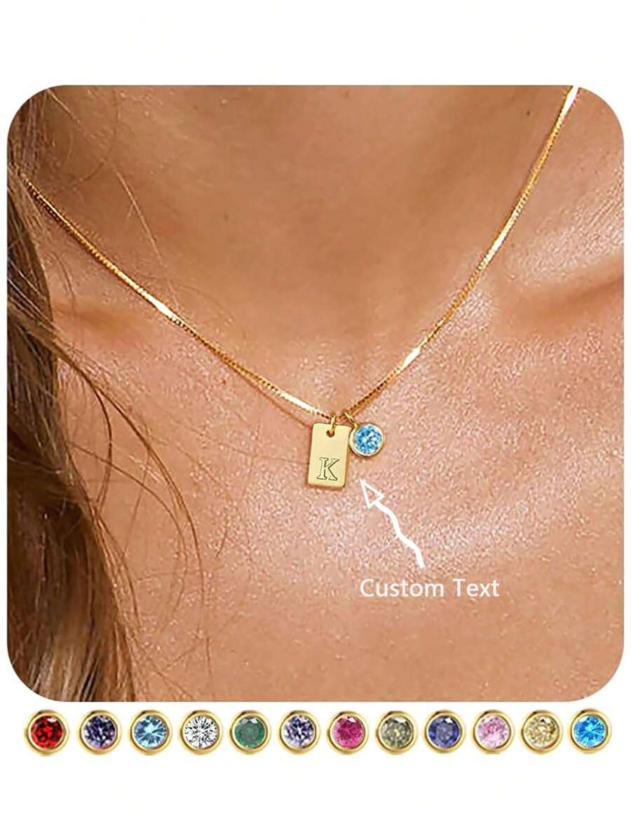 1pc Fashionable Women's Initial Necklace, Elegant Gold-Color Birthstone Necklace, 14K Gold-Plated Letter Necklace With Emerald Pendant, High Color Retention, Low Allergenicity, MAMA Ladies Pendant Necklace, Ideal Gift For Girlfriend, Mom, Family, Friend, Daughter, Anniversary, Valentine's Day, Mother's Day, Birthday, Graduation, Daily Wear, Wedding, Gala