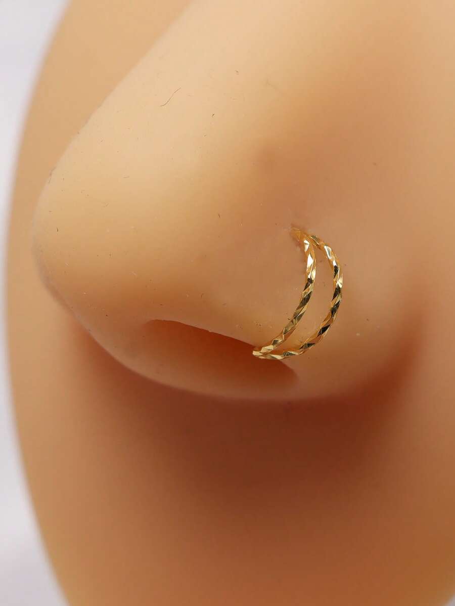 1PC 20G Nose Rings Hoops 925 Sterling Silver Earrings Tragus Septum Piercing Clicker Ring Cartilage Double Hoops Twist Nez Pericng Jewelry 9mm For Women Men