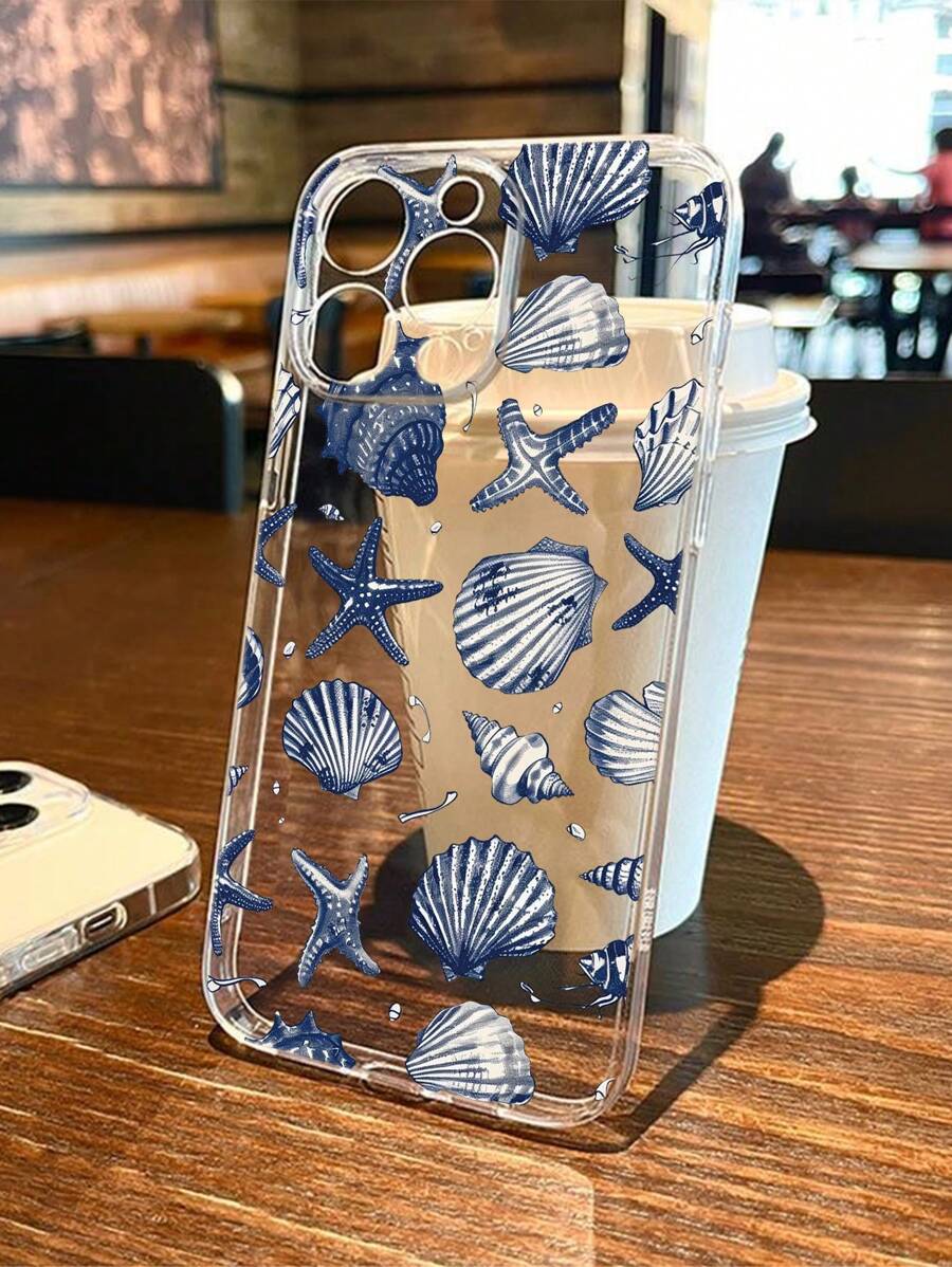 Etui na telefon Summer z niebieską powłoką i rozgwiazdą, odporne na zarysowania i wstrząsy, kompatybilne z P14 ProMax, P13, P11, P12, XR, 7/8, A03s, A03core, A04, A12, A13, A14, A21s, A22, A23, A24, A32, A33, A34, A51, A52, A53, A54, A71, A72, A73, S20FE, S21, S22, Redmi 9, 9A, 10A, 10C, Redmi Note 9, 10, 11, 12, 12C