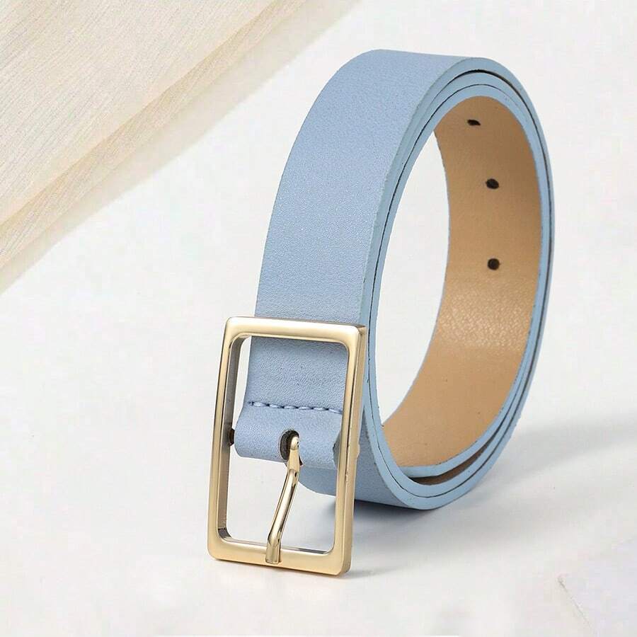 Cinto feminino de couro sintético com fivela retangular colorida, estilo escolar para uso casual diário, tamanho grande, versátil para o verão, escolar, 1 peça