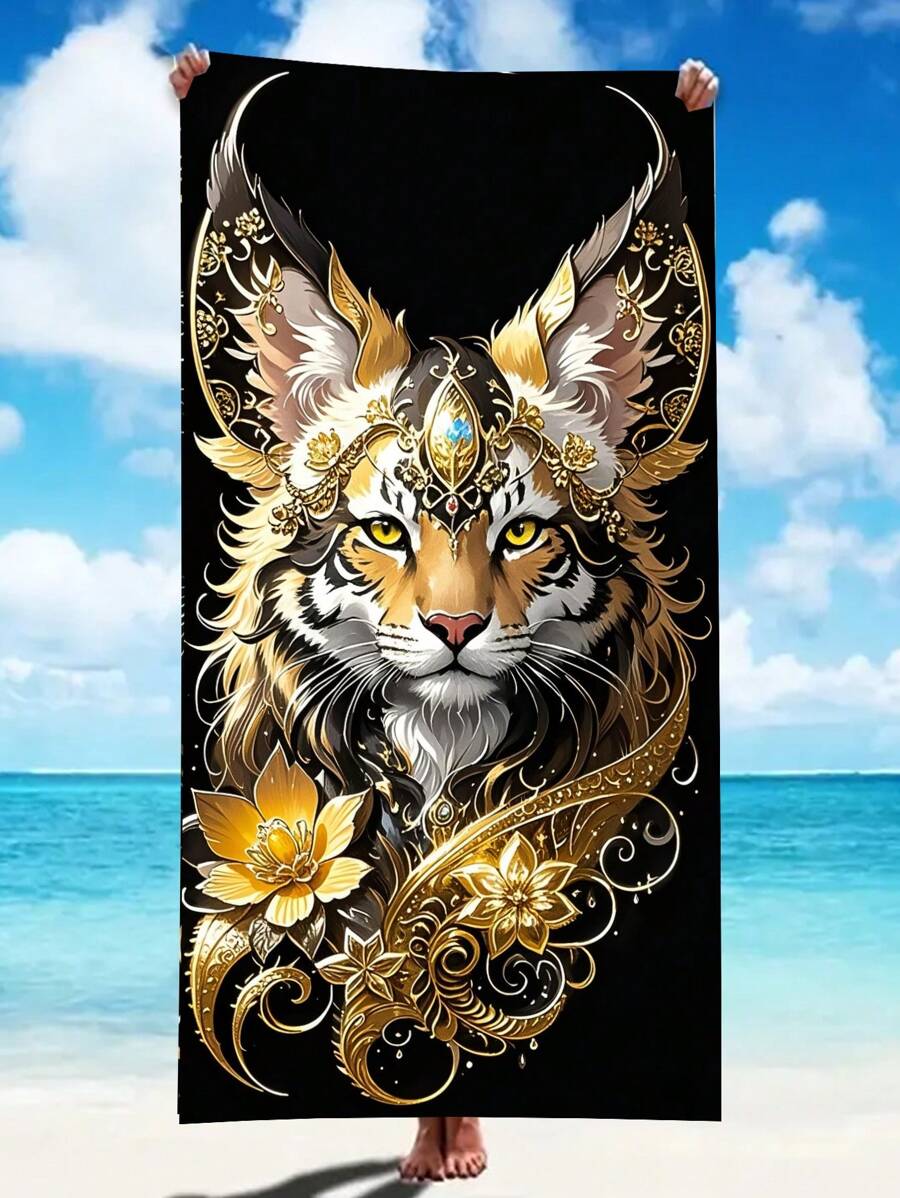 Toalla de playa ultrasuave de microfibra, absorbente de agua y de secado rápido de 250 g/m² con patrones de flamenco tropical, gato negro, leopardo, tigre, caballo salvaje y diseños de cómics de dibujos animados para playa, yoga, natación, camping, viaje, 70 x 140 cm / 90 x 180 cm. Esenciales de playa para verano, vacaciones y decoración de baño