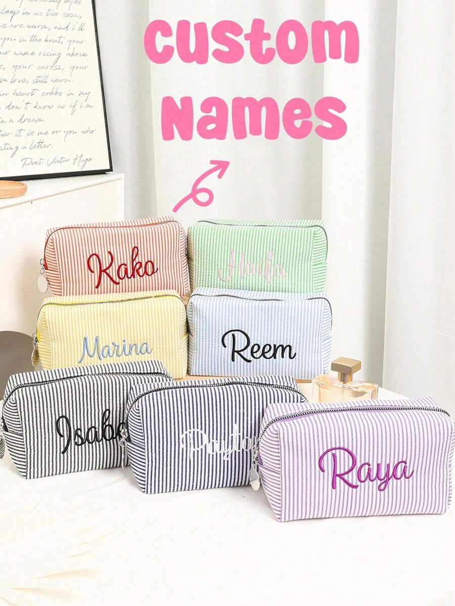 Personalized Name Children's Back To School Baby Bag Storage Bag, Anti-Dirty Travel Bag, Zipper Closure, Diaper Bag Packaging, Toiletries Or Cosmetics Storage Bag Baby Diaper Bag Necessities, School Supplies, Large Capacity Cosmetic Bag, Bridesmaid Bridal Gift, Cosmetic Storage Bag, Lettered Toiletry Bag, Embroidered Cosmetic Bag,School Things For Girls/Boys
