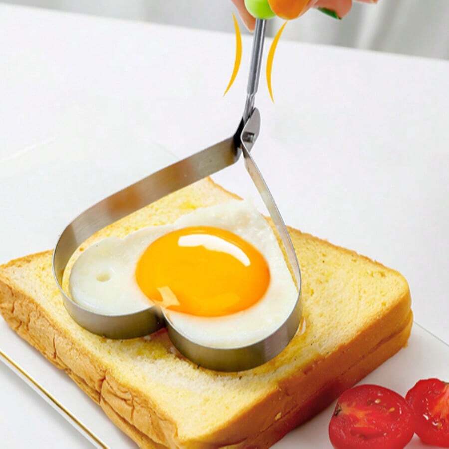 1 Stück Edelstahl Herz-förmige Ei-Form, verwendet für Pfannkuchen, Kuchen, Spiegeleier und Ei-Dampfgaren