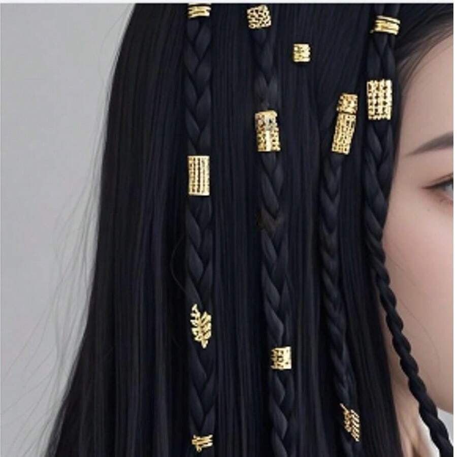 40pcs Bohemian Style Metal Open Hair Rings, Stylish French Hair Clips Accessories For Fashionable Girls,Hair Barrettes