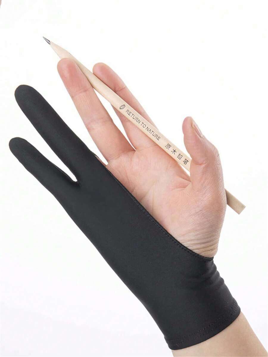 1pc Black/Blue/Pink 2-Finger Artist Painting Gloves, Casual Daily Accessory, Back To School