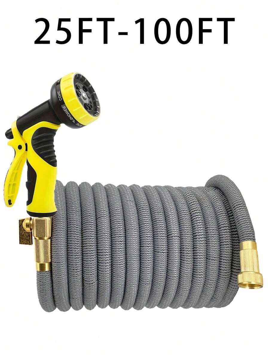 2pcs Garden Flexible Expandable Hose Set With 10-Function High Pressure Water Spray Gun, Gardening Irrigation Supplies