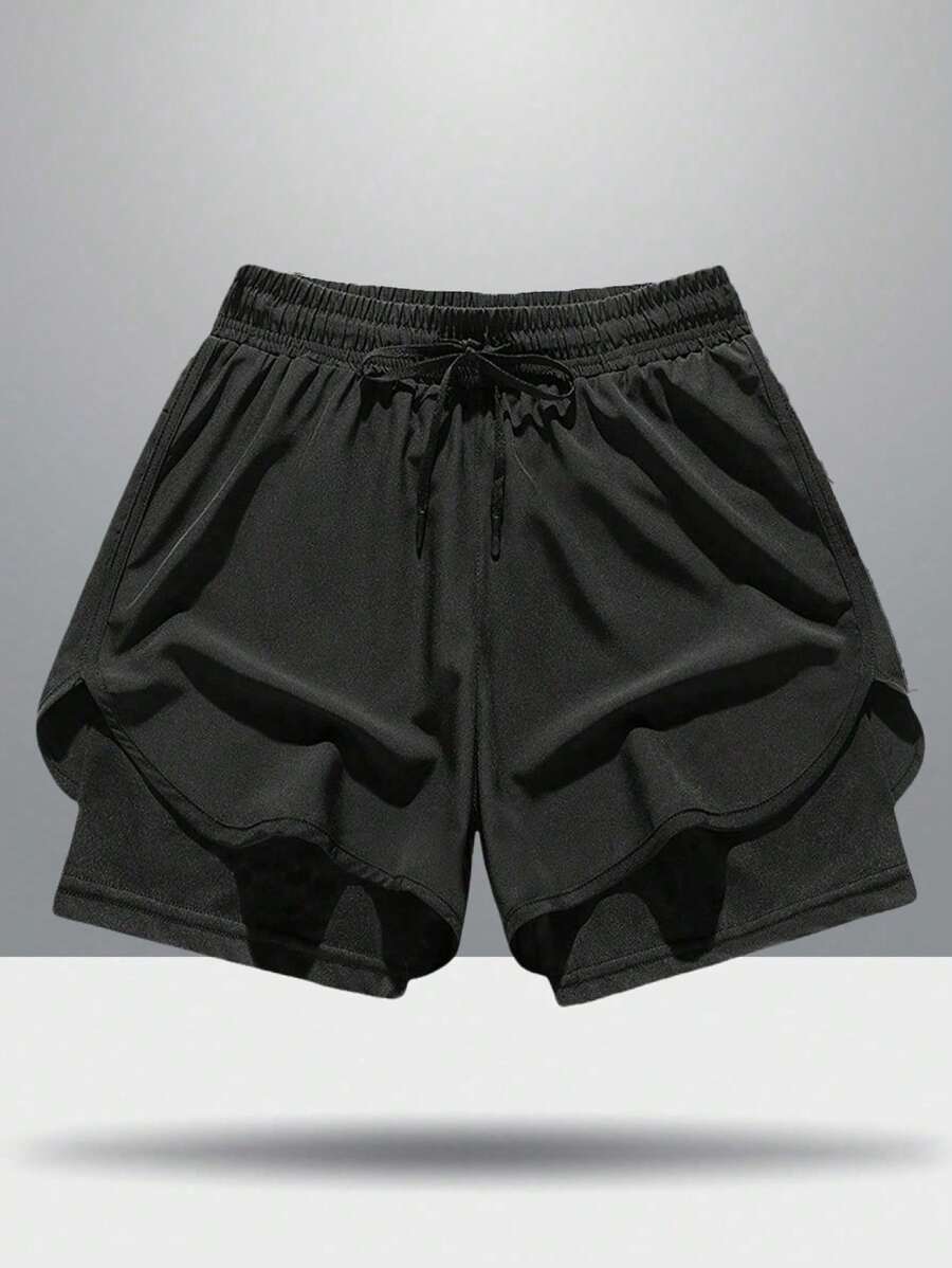 Shorts de sport à double couche pour hommes, printemps/été 2025, avec cordon de serrage. Pantalon décontracté rafraîchissant, respirant et élastique pour l'extérieur, style hawaïen