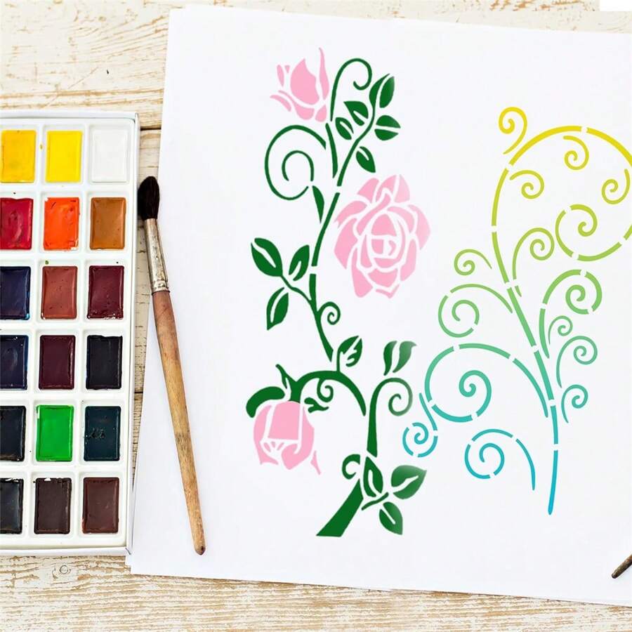 10Pcs Flower Stencils For Painting Reusable Crafts Drawing Stencils For Painting On Wood, Wall, Furniture