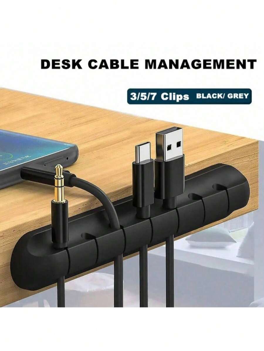 1 pieza Clip de gestión de cables con múltiples ranuras, organizador de cables de escritorio de silicona, soporte adhesivo para gestión de cables de escritorio - Adecuado para sistema de gestión de cables de escritorio, hogar, oficina y automóvil - Accesorio de estante de cables de mesita de noche