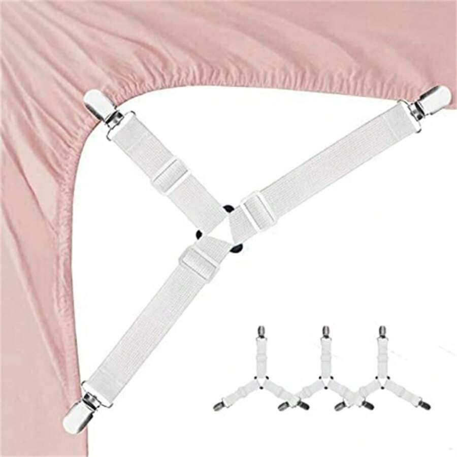 4/8 pièces de sangles élastiques réglables avec attaches - support de drap-housse, utilisé pour sécuriser la literie, très adapté pour le lit, le matelas, le canapé, la nappe, pince d'ajustement universelle