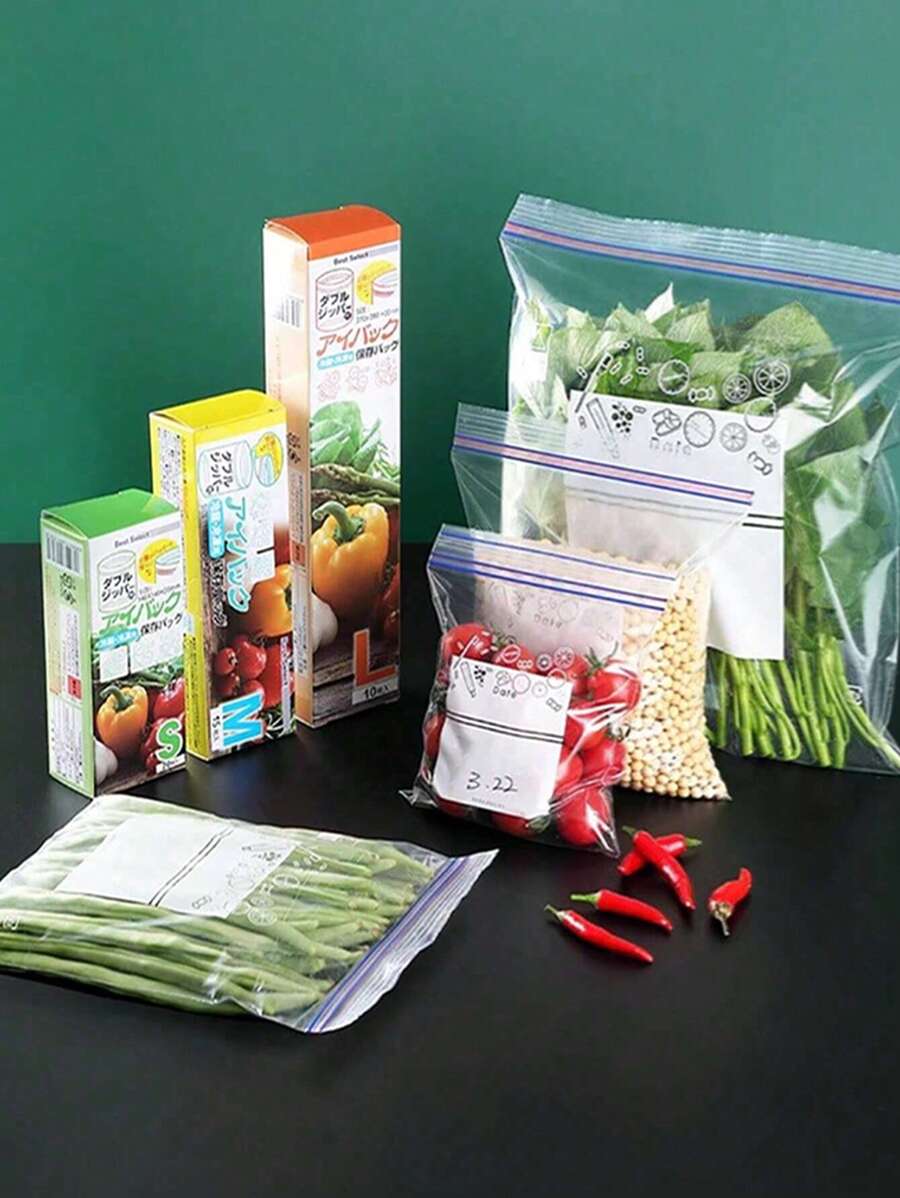 15pcs/20pcs/30pcs Reusable Food Storage Bags, Suitable For Kitchen Vegetables, Fruits, Grains, Multi-Size Fridge Vacuum Seal Bags (Bag Pattern Randomly Sent), Outdoor, Camping